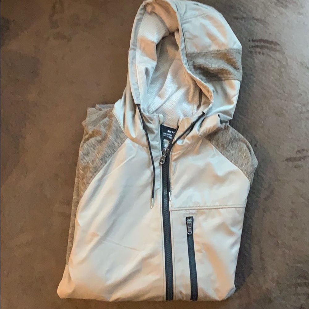 Tan zip up hooded jacket
